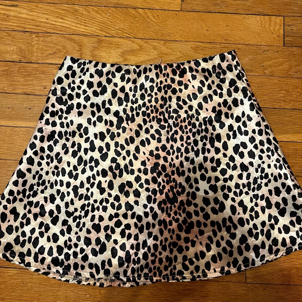 Princess Polly Leopard Print Satin Mini Skirt